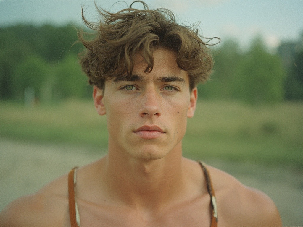 Photograph capturing a 26-year-old German boy with green eyes and brown hair