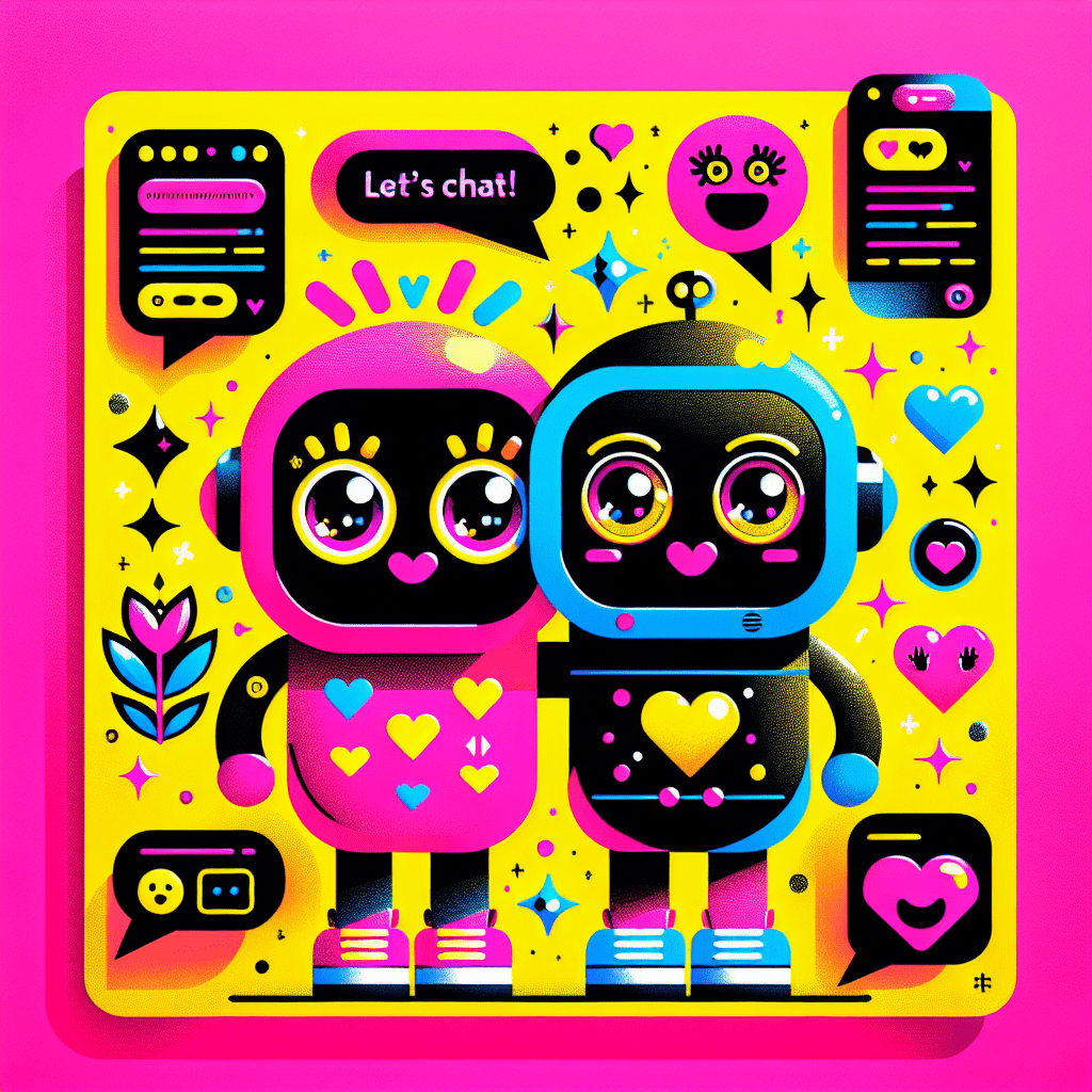 Bright yellow background featuring two cartoonish AI companions representing Muah.ai in vibrant neon pink with hearts and Character.ai in black with white accents. Playful chat bubbles, stars, and geometric shapes enhance the design. Bold, playful text reads "Best AI Companion Platforms" at the top and "Muah.ai vs. Character.ai" below. This image captures the energetic and youthful vibe of the blog exploring the best AI companion platforms: comparing Muah.ai and Character.ai.