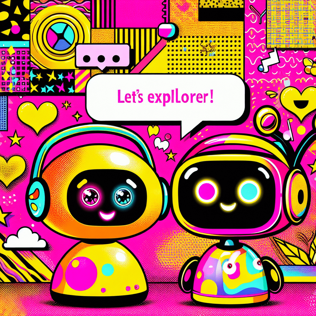 Alt text: Colorful pop-art style image for the blog "Best AI companion platforms: Comparing SoulFun and ProjectX.AI" featuring a vibrant neon pink background, cartoonish characters representing SoulFun and ProjectX.AI, with playful speech bubbles and joyful icons like hearts and stars, embodying a youthful and engaging atmosphere.