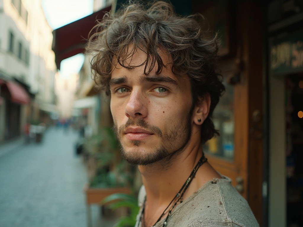 Bohemian German man with delicate hands and freckles